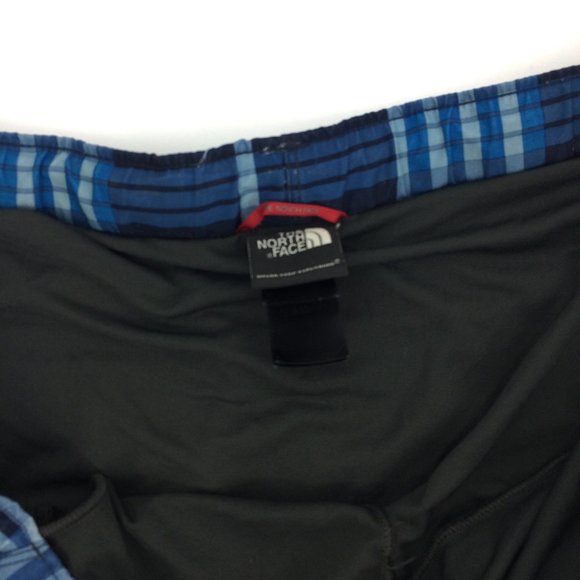 The North Face Belted Lined Plaid Blue Swim Trunks - Picture 3 of 5